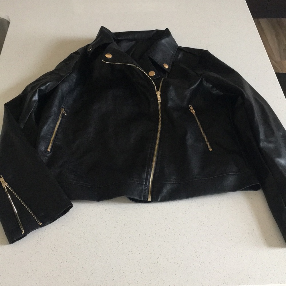Faux Leather Bomber Jacket